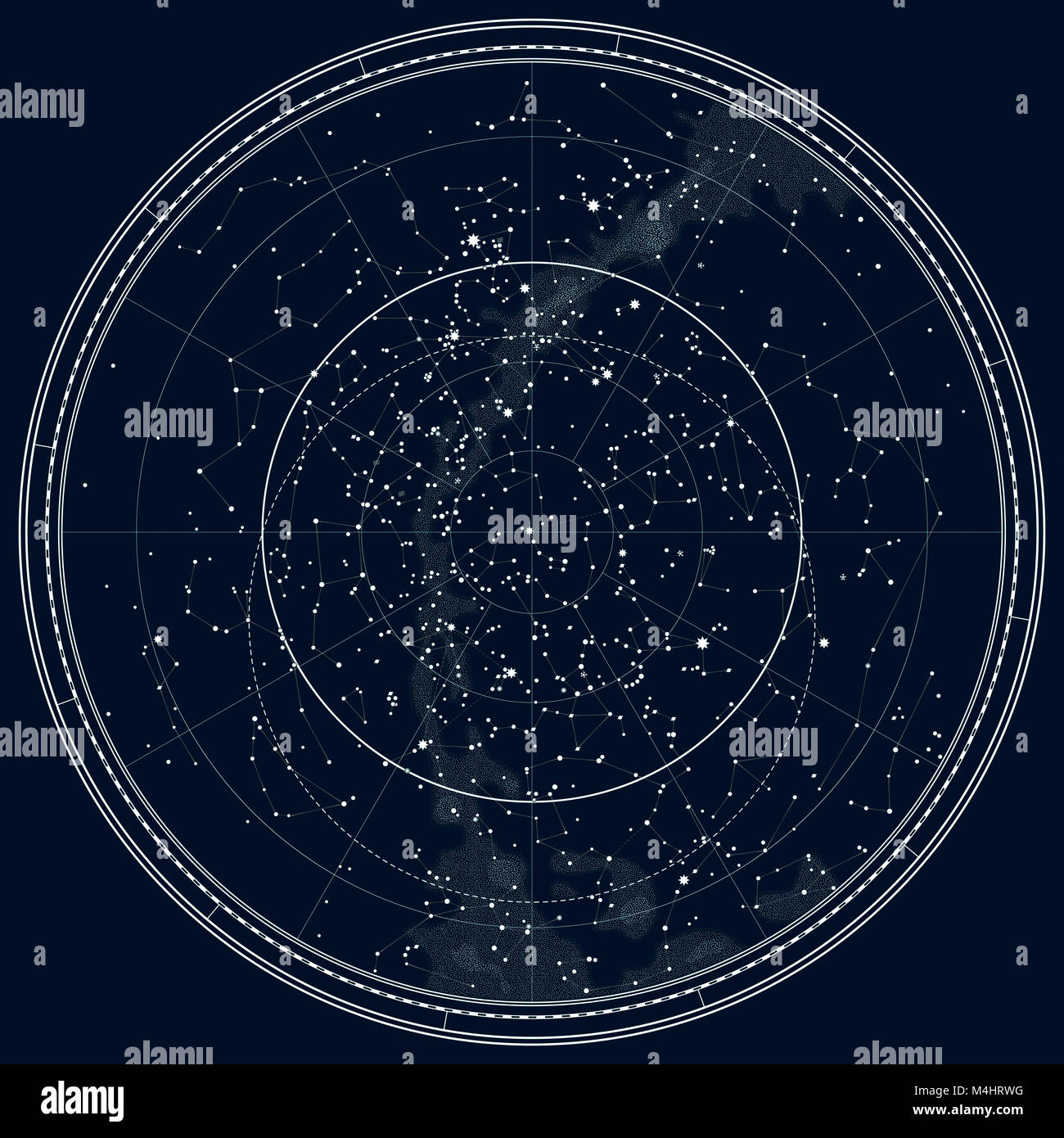 Astronomical carte céleste de l'hémisphère nord (détail) version d'encre  noire Photo Stock - Alamy
