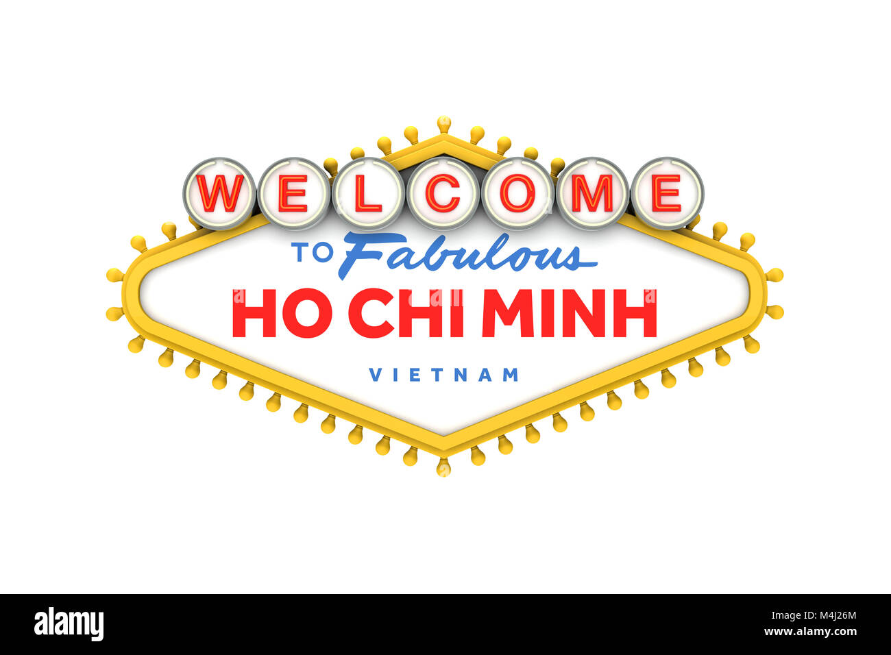 Bienvenue à Ho Chi Minh, Vietnam sign in classic style las vegas design . Le Rendu 3D Banque D'Images