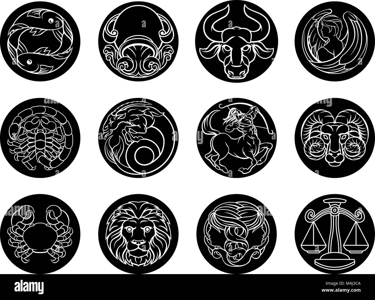 Horoscope astrologie signes du zodiaque Star icon set Illustration de Vecteur