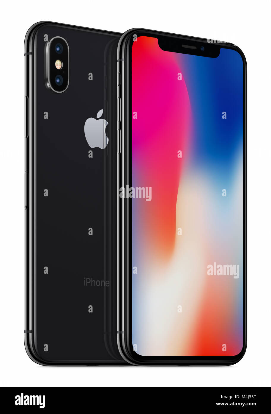 L'espace transformé Apple iPhone gris X immersive recto et verso un au-dessus de l'autre. Banque D'Images