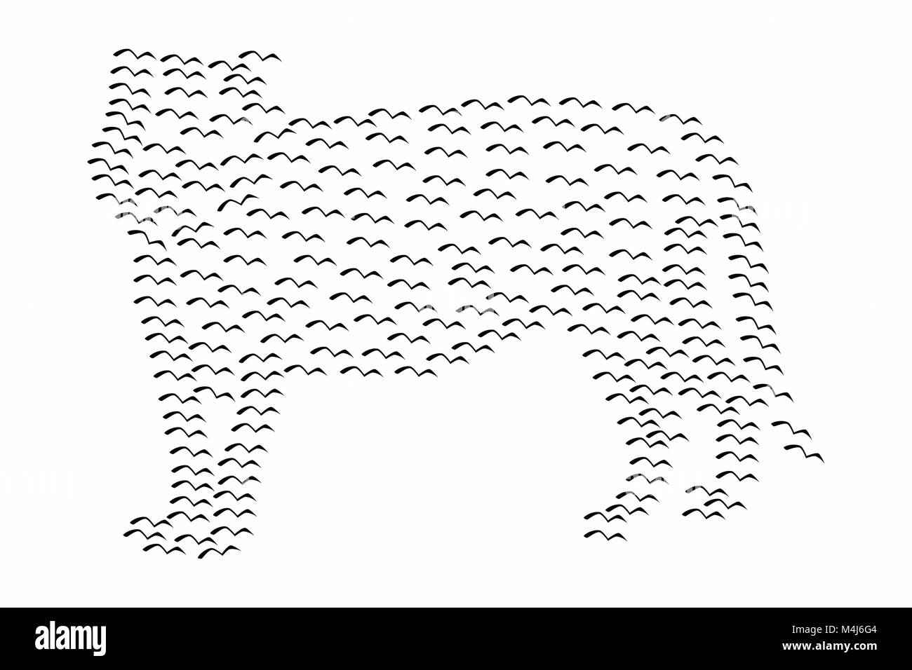 Illustration de l'essaim d'oiseaux déguisés en tigre, vecteur de la nuée d'oiseaux faisant semblant d'être carnivore/ symbole pour être forts ensemble camouflage/ Illustration de Vecteur