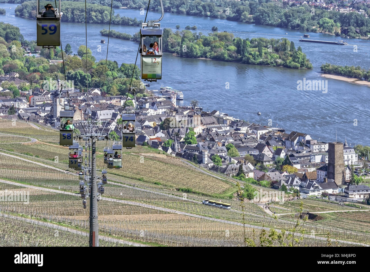 - Rüdesheim Cable car au-dessus de la vigne Banque D'Images