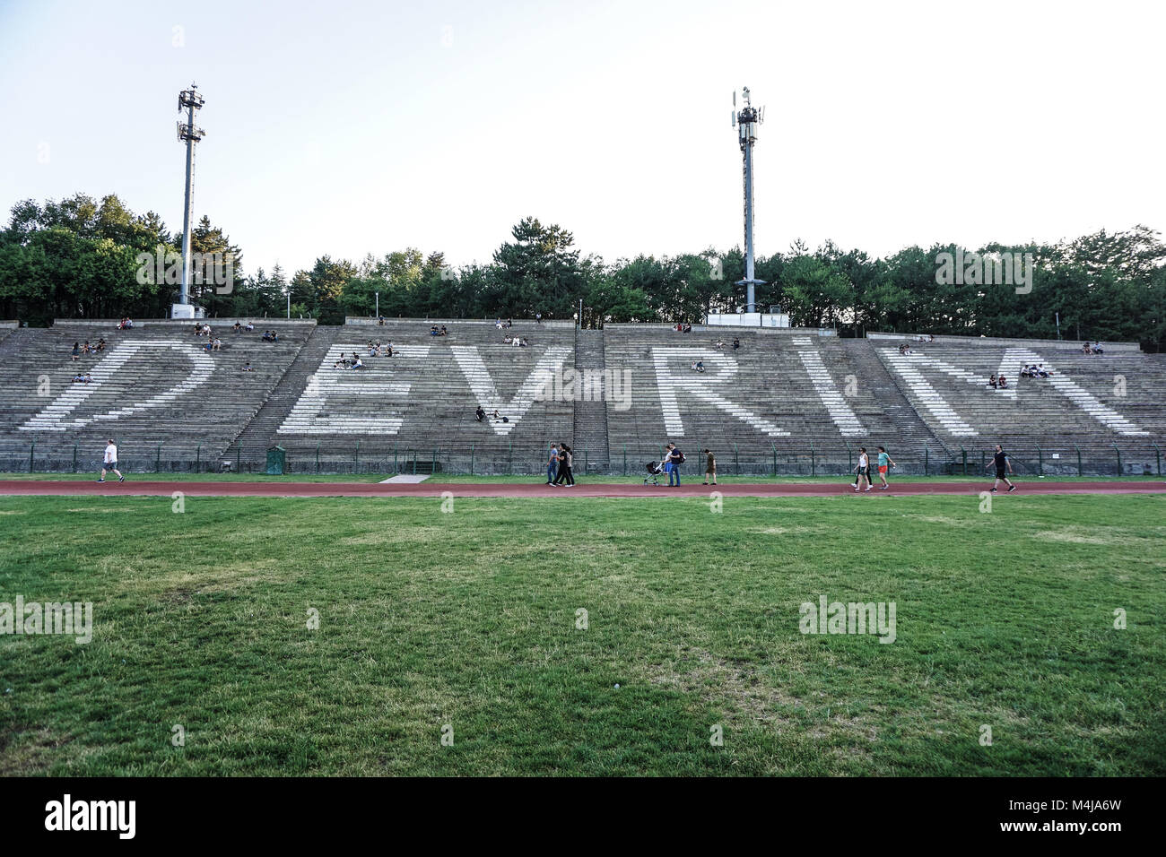 Stade infâme appelé 'révolution' à l'Université technique du Moyen-Orient durant le coucher du soleil Banque D'Images