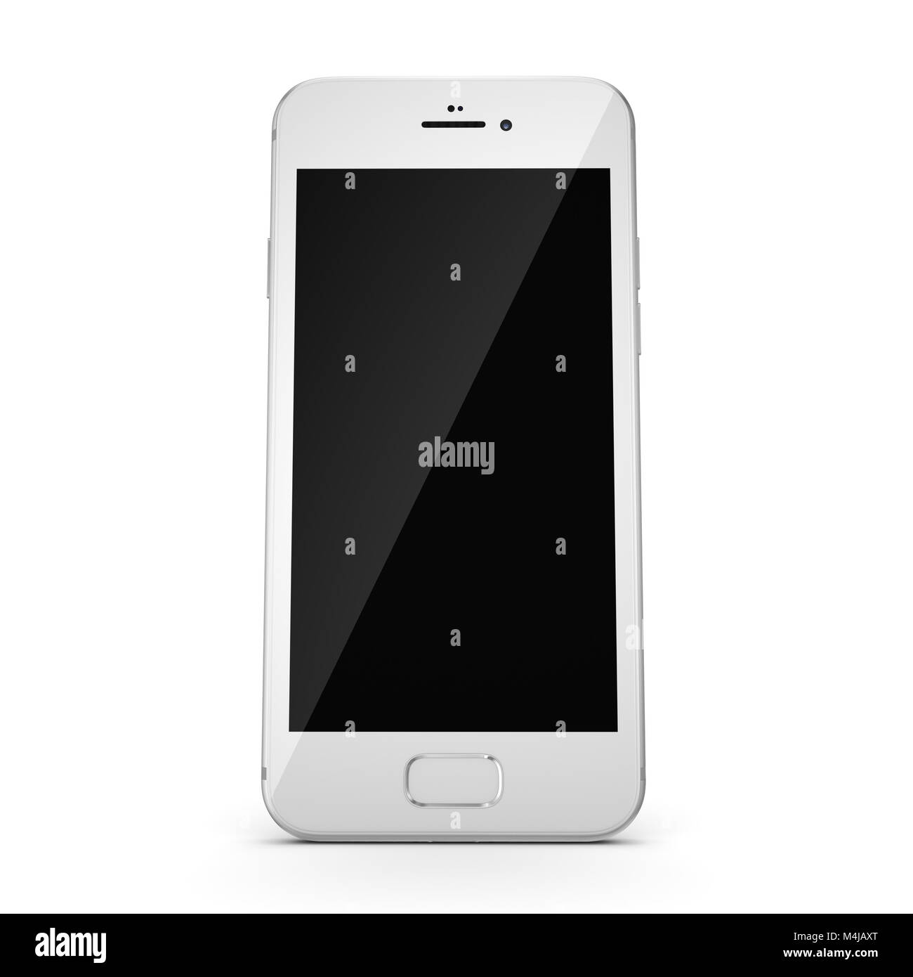 Le rendu 3D silver smart phone avec écran noir Banque D'Images