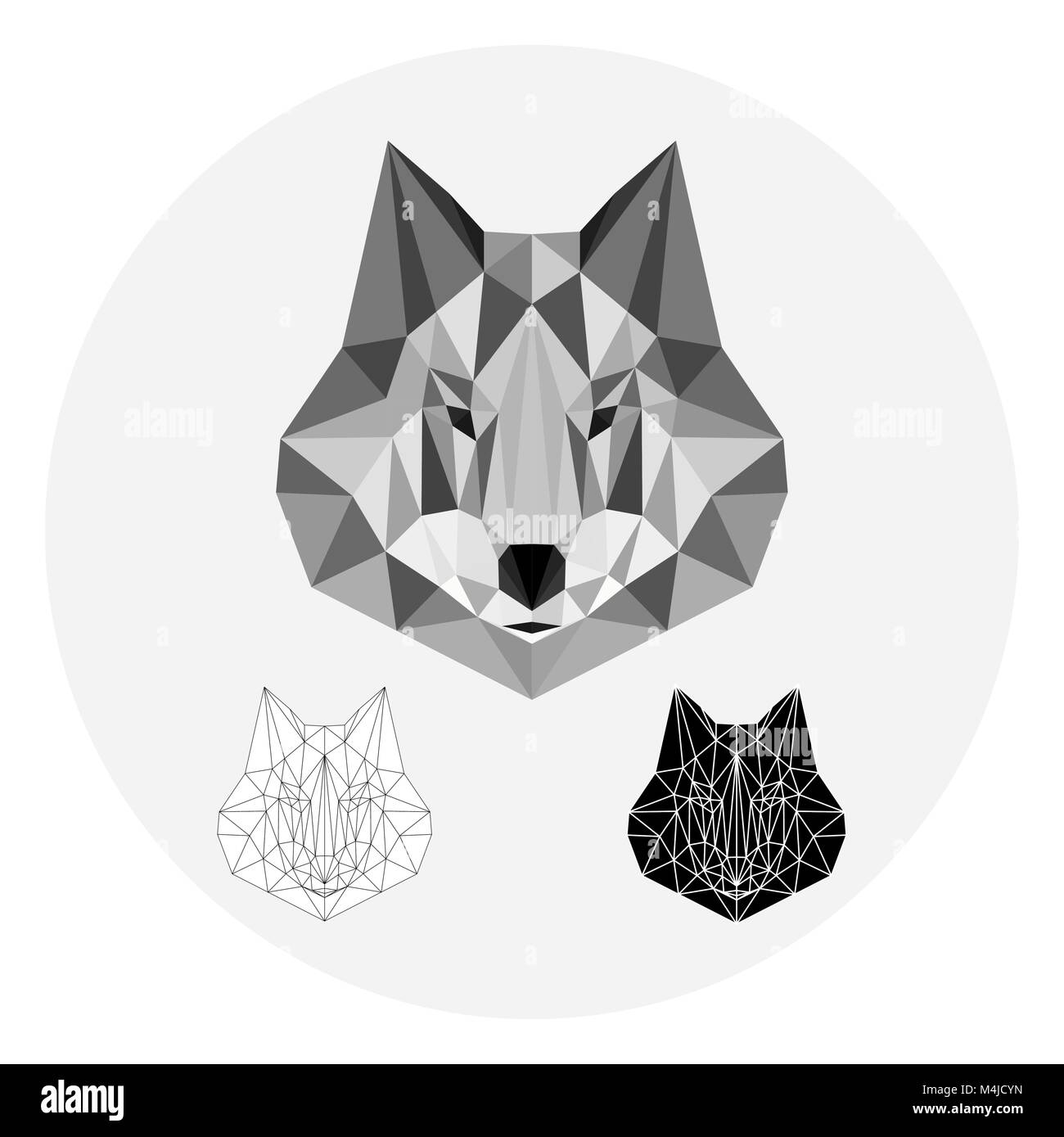 Loup gris en lowpoly style sur fond clair Illustration de Vecteur