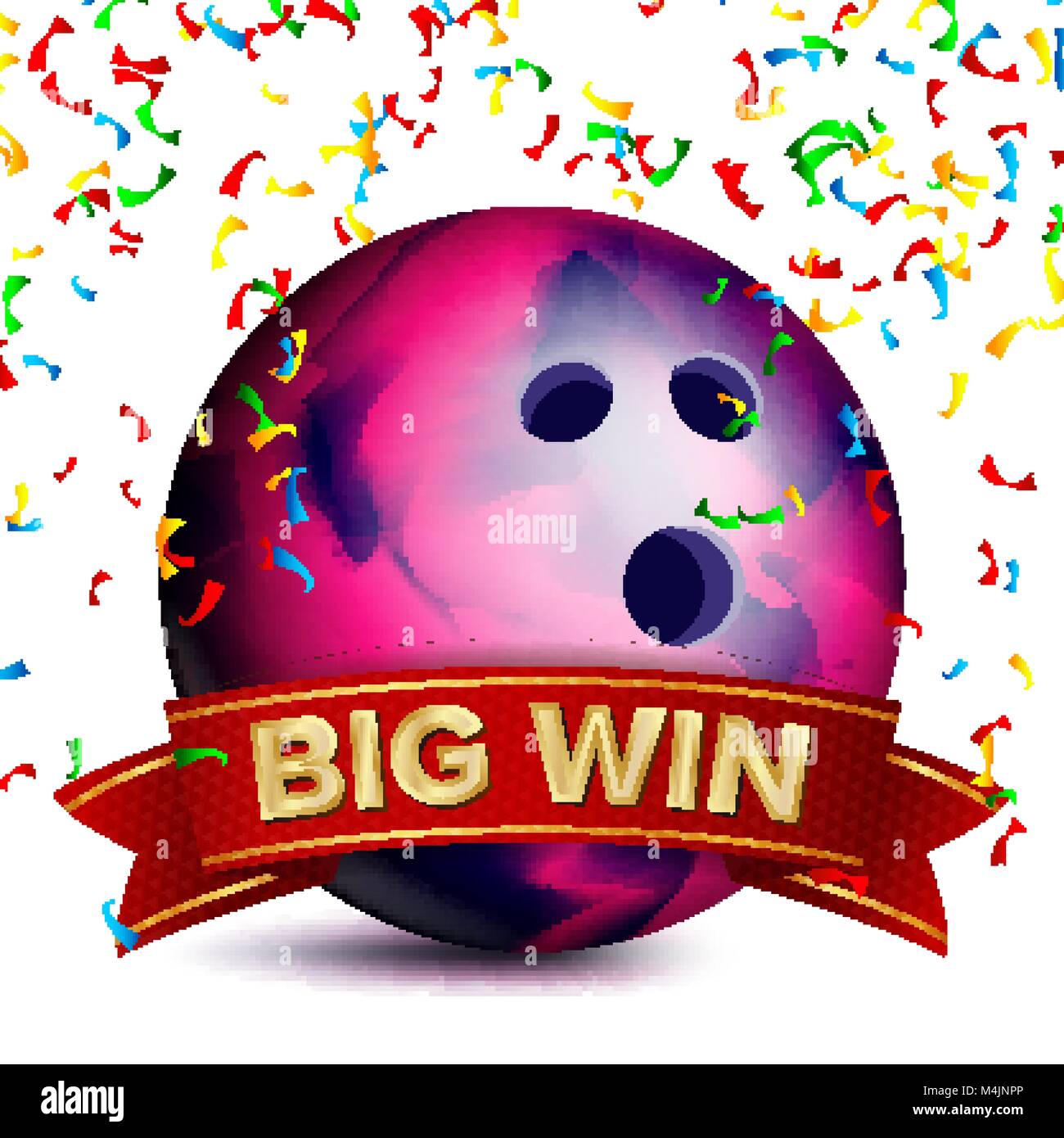 S'inclinant Award vecteur. Ruban rouge. Sport grand jeu jeux arrière plan de la bannière. Balle. La chute de confettis. Isolées réaliste Illustration de Vecteur