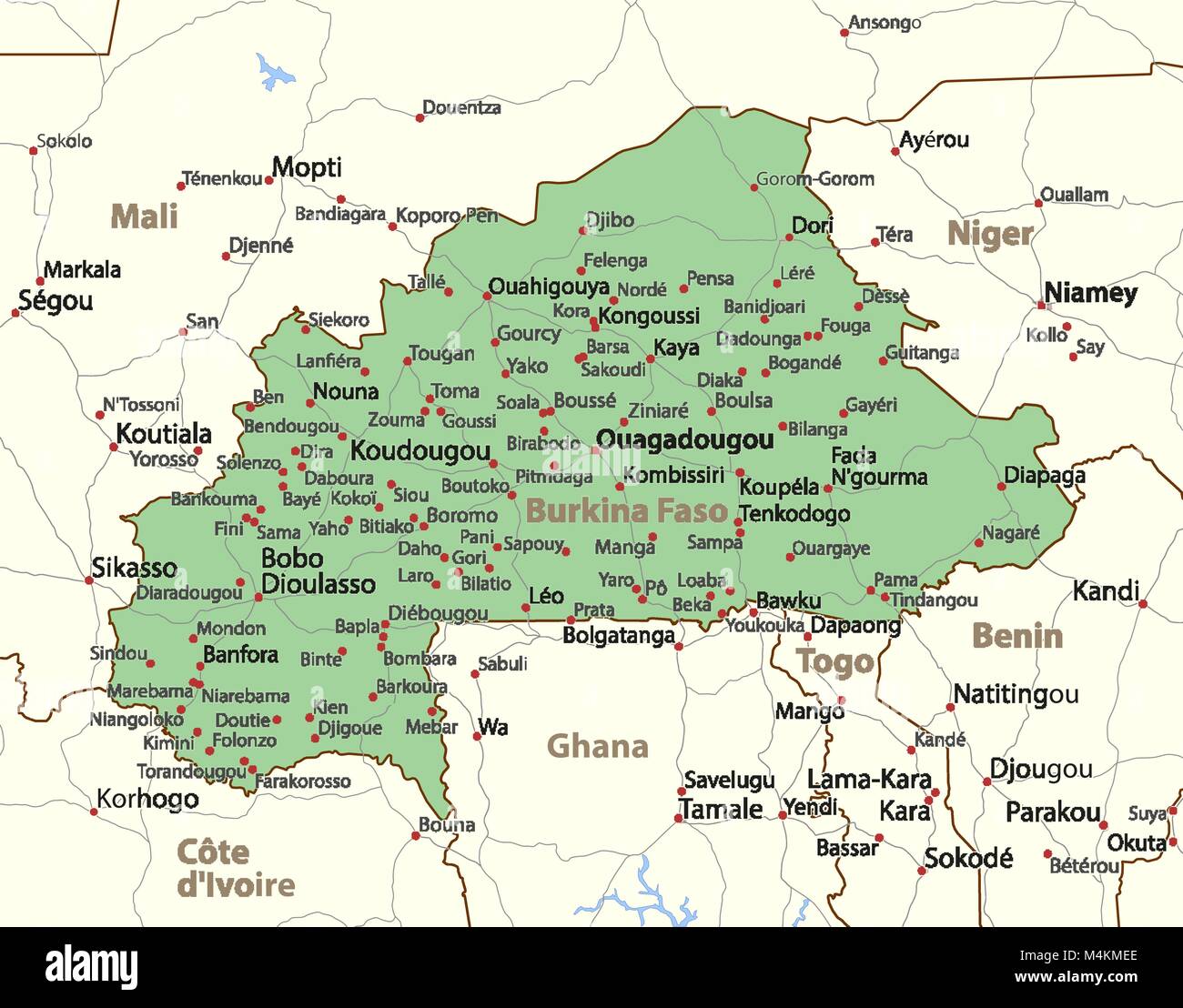 La Carte Du Burkina Faso Montre Fronti res Du Pays Les Zones Urbaines La Carte Du Burkina Faso Montre Fronti res Du Pays Les Zones Urbaines