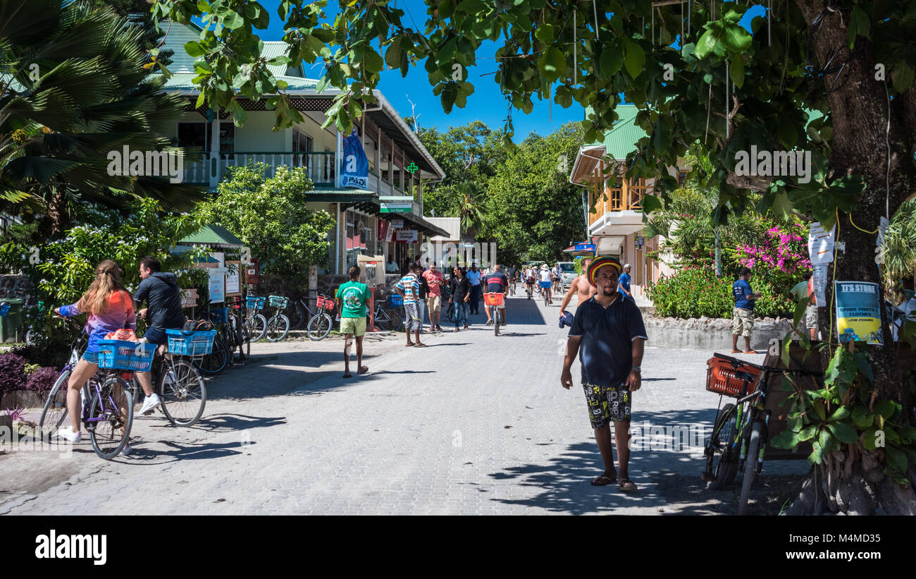 Village de La Digue, Seychelles Banque D'Images