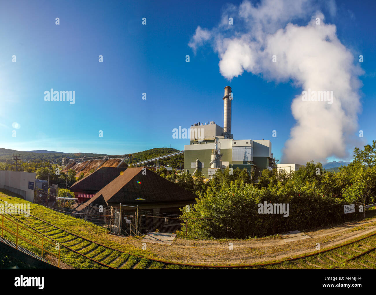 Le biopouvoir Burgess, une entreprise de brûlage de biomasse à Berlin, NH, USA. Banque D'Images