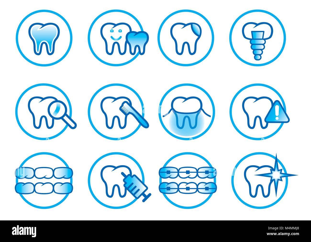 Symboles et icônes pour une chirurgie dentaire Illustration de Vecteur