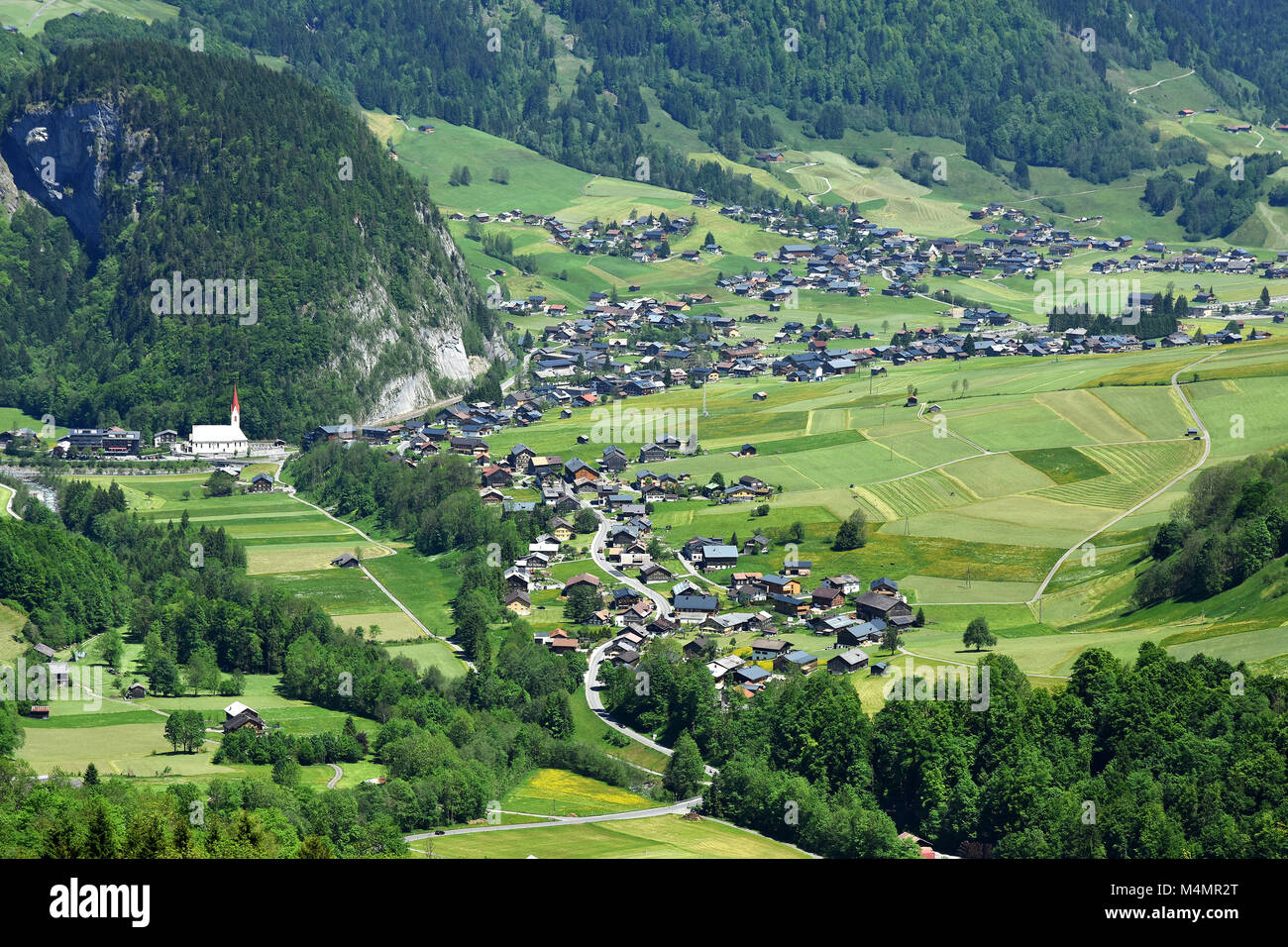 Paysage alpin ; alpine village ; Au ; alpes ; Autriche ; Europe ; Banque D'Images