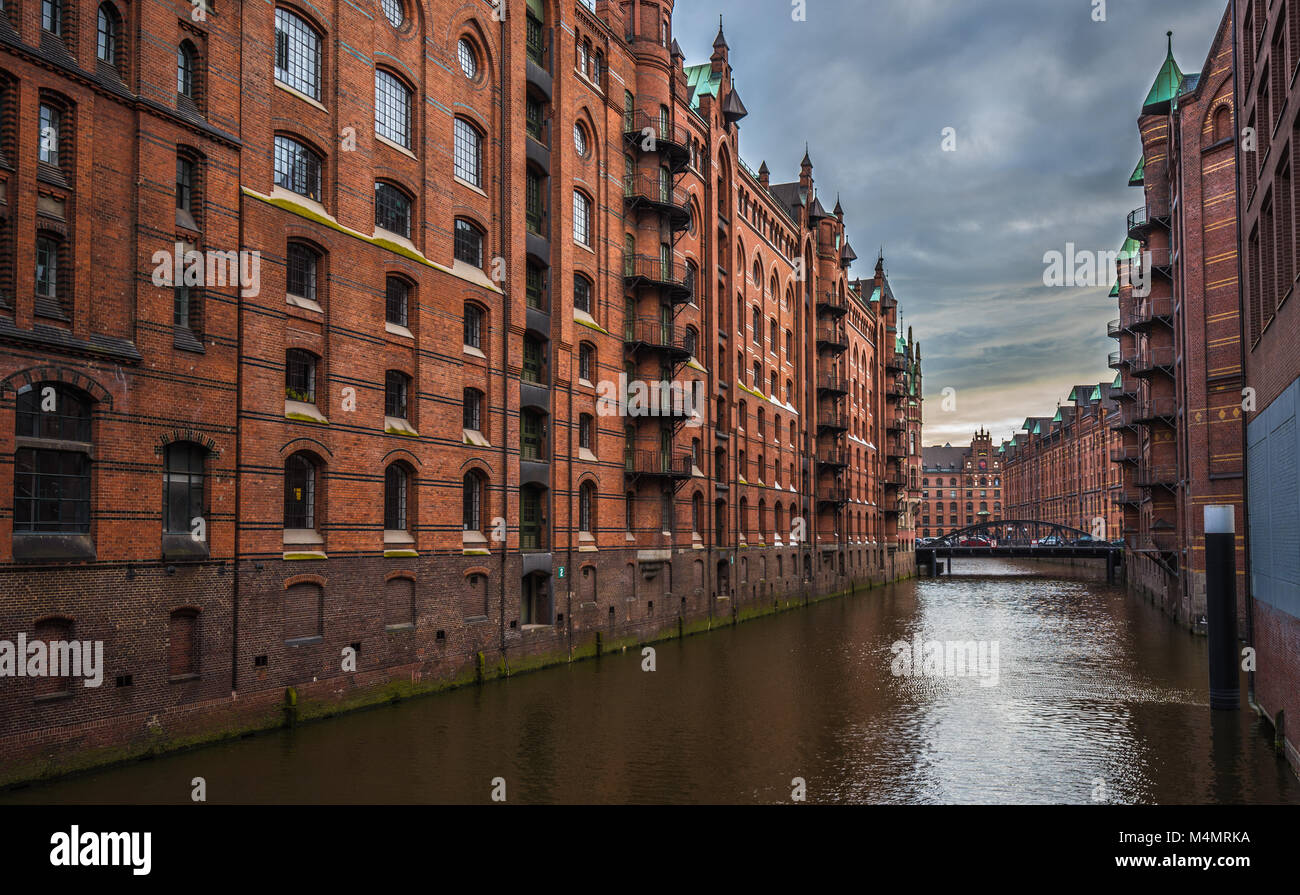 Ancien quartier d'entrepôts ou de Speicherstadt, Hambourg, Allemagne Banque D'Images
