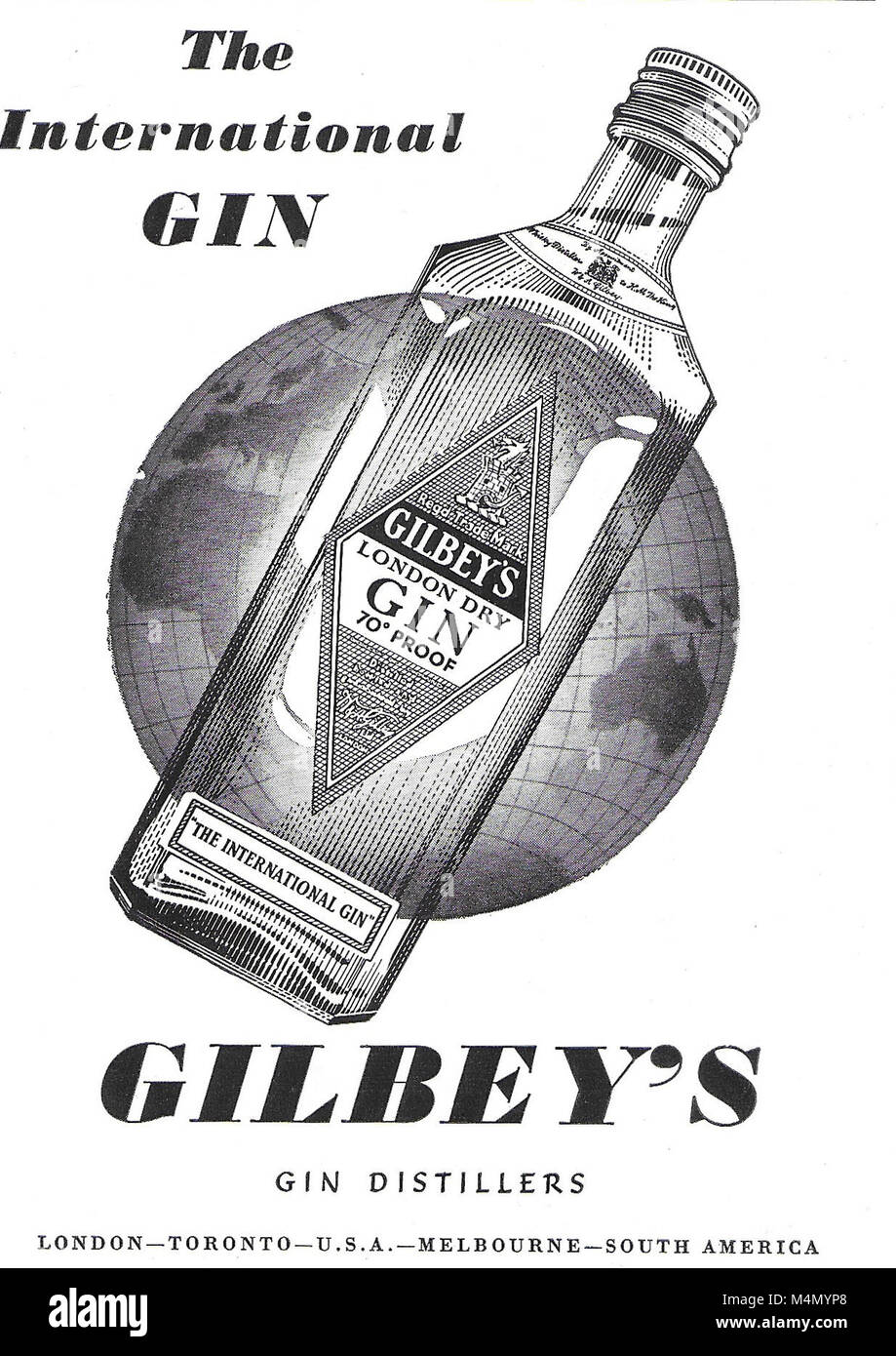 Gilbey's gin annonce, publicité dans Country Life Magazine UK 1951 Banque D'Images