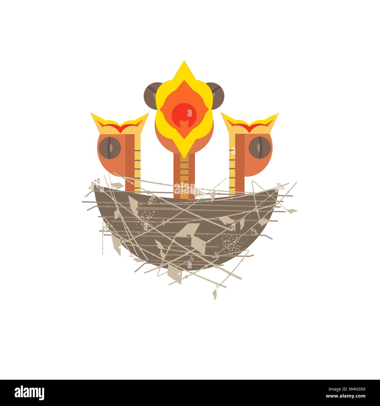 Icône bébé oiseaux dans nid Illustration de Vecteur