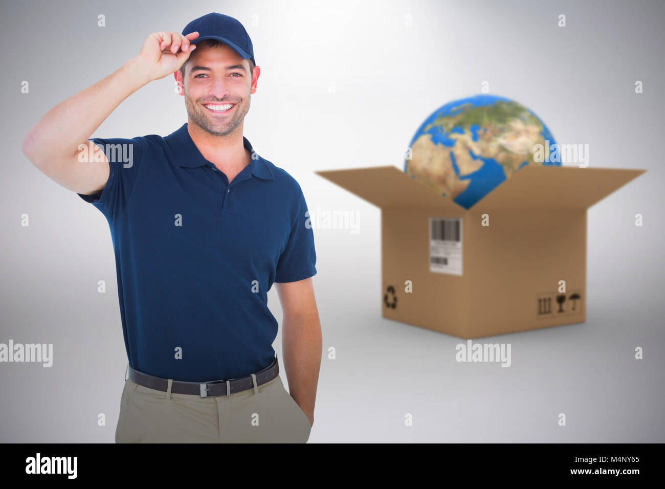 3d composite image of happy man wearing cap Banque D'Images