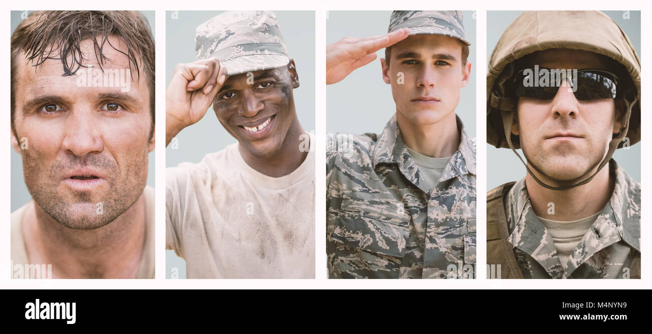 Image composite du portrait of a military Banque D'Images