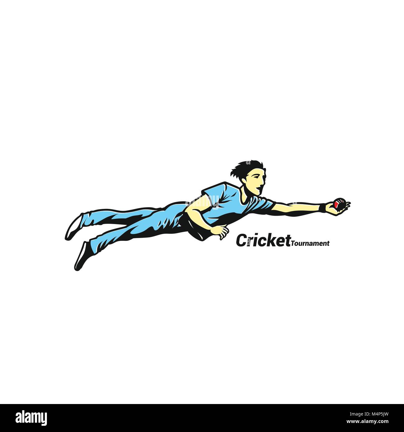 Illustration de joueur de cricket fielding en championnat. Illustration de Vecteur