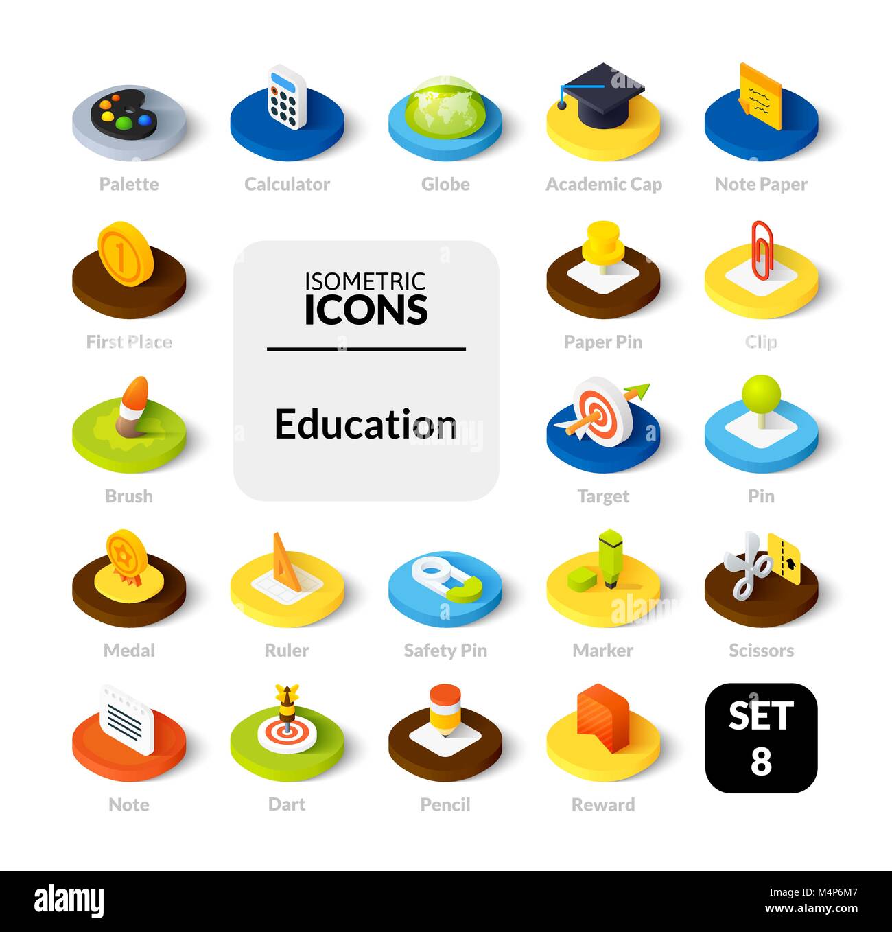 Les icônes de couleur mis en télévision, style illustration isométrique collection vector Illustration de Vecteur