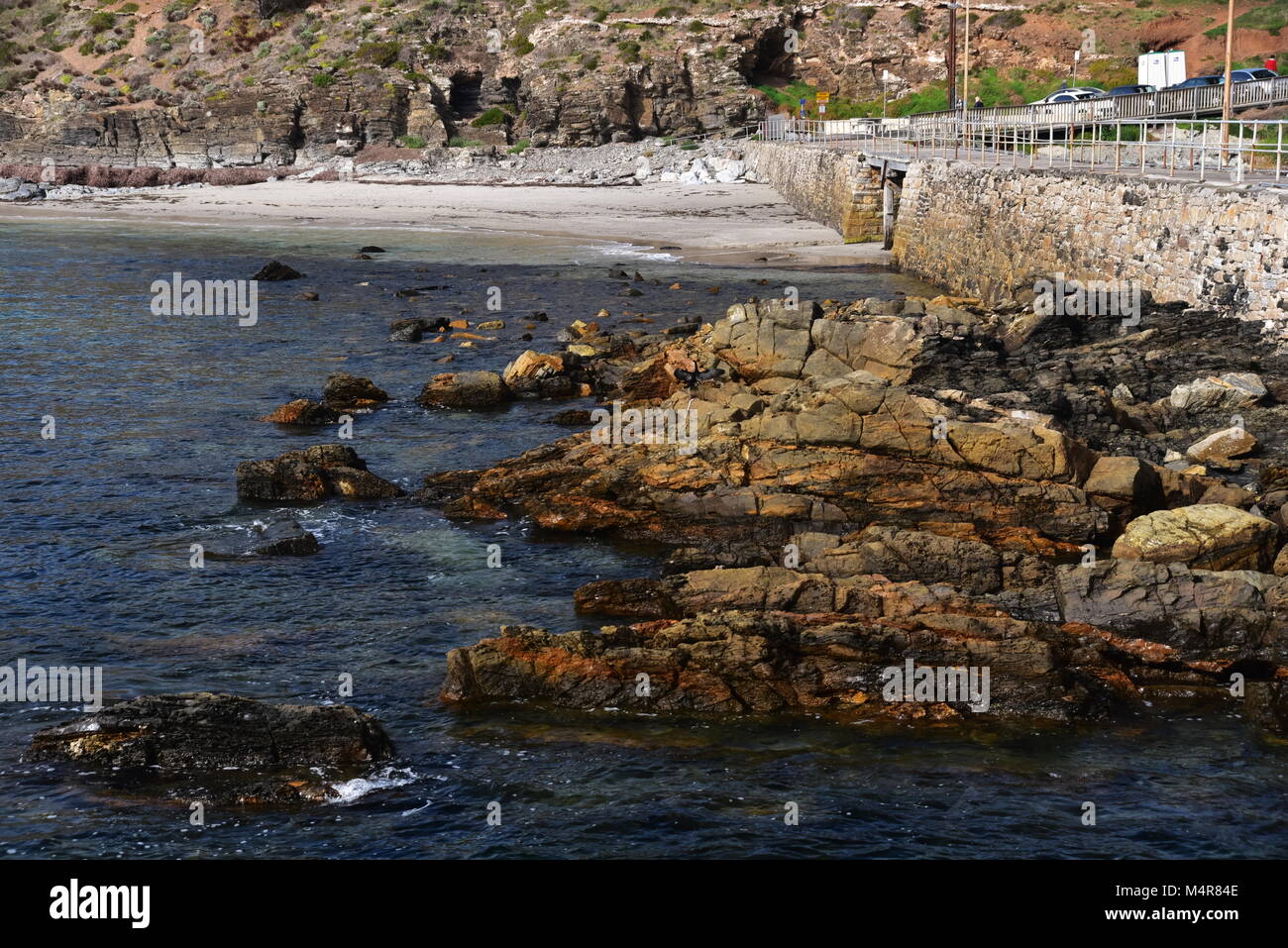 Plage d'hiver clair frais à pied à coulisse et Carrickalinga seconde vallée près de Normanville,Victor Harbor, Adélaïde, Australie du Sud Banque D'Images