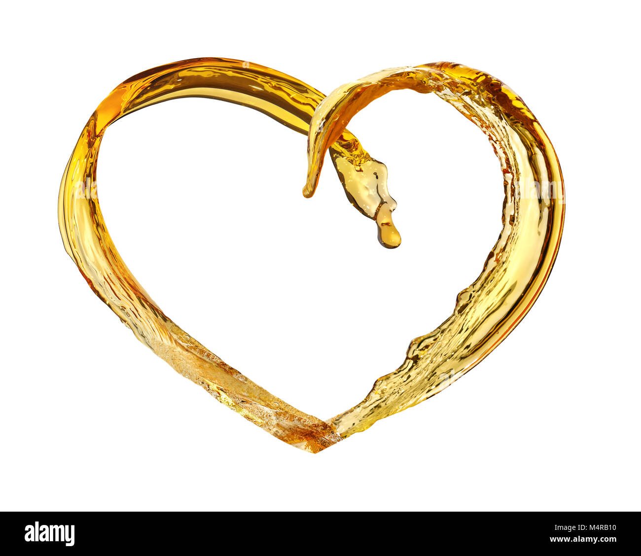 Coeur de splash, isolé sur fond blanc. Vague de bière, les éclaboussures de boucle, la ligne sinueuse. Concept de la bière d'amour Banque D'Images