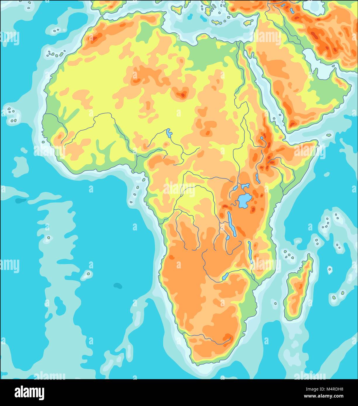 Carte de l'Afrique physique Illustration de Vecteur