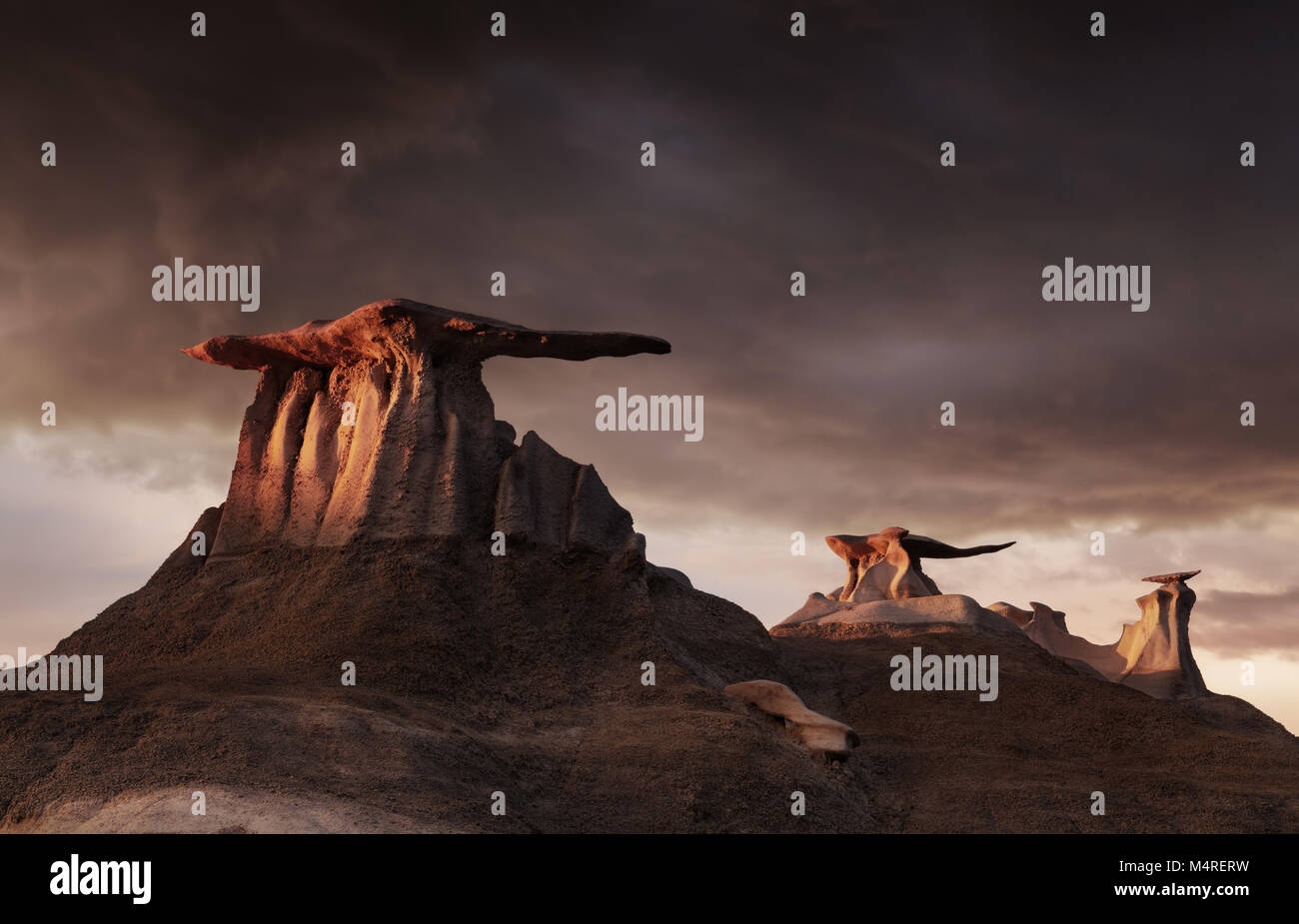 Ailes de pierre, étranges formations rocheuses de Bisti Badlands, New Mexico, USA Banque D'Images