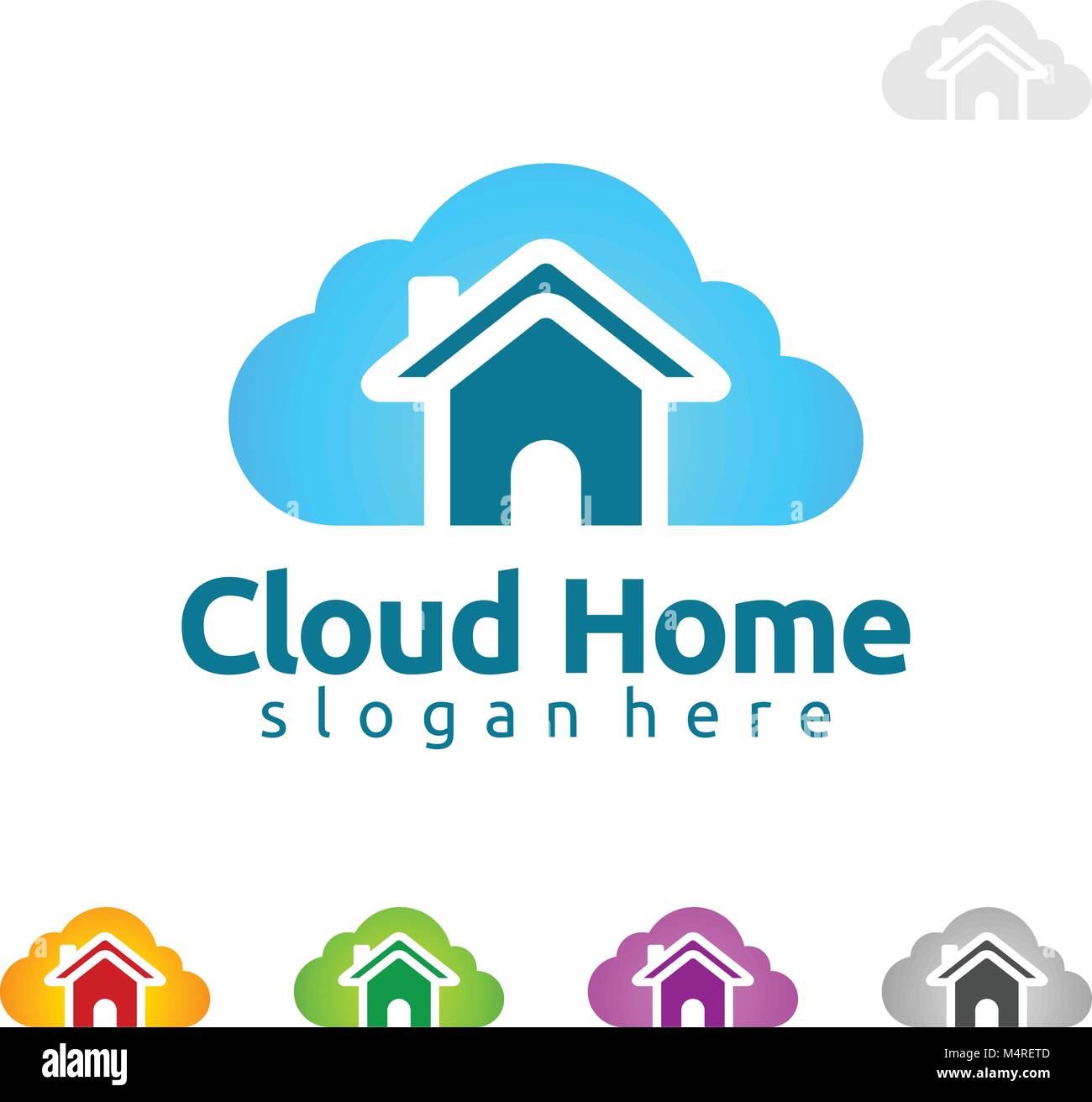 Logo Accueil nuage ,représentée,Hébergement ou serveur Internet Illustration de Vecteur