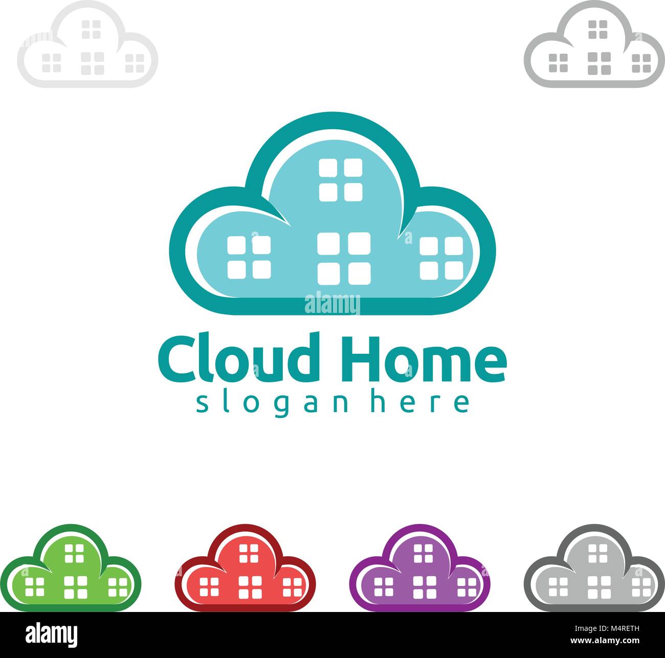Logo Accueil nuage ,représentée,Hébergement ou serveur Internet Illustration de Vecteur