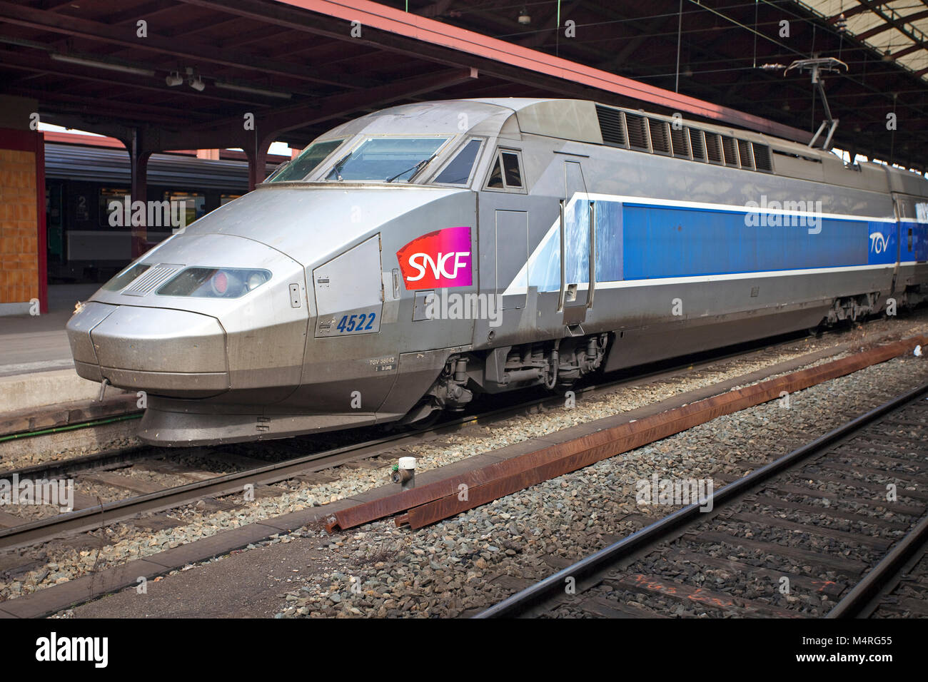 TGV, train à grande vitesse français à la gare, Strasbourg, Alsace, Bas-Rhin, France, Europe Banque D'Images