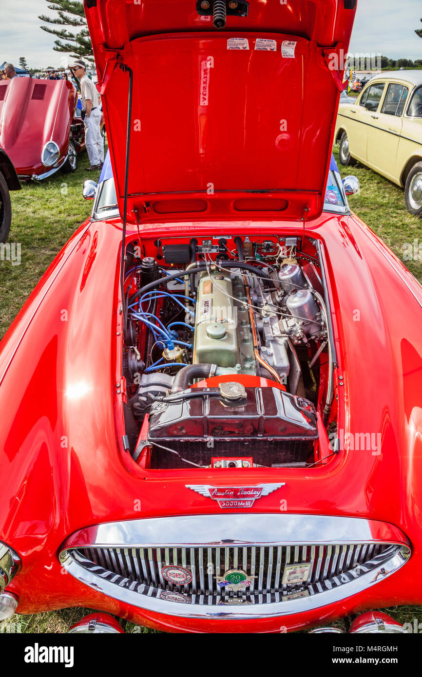 L'Australie, Nouvelle Galles du Sud, Côte centrale, l'entrée, vue de la BMC le moteur d'une Austin Healey 3000 MkIII, exposées lors de la côte centrale SA Banque D'Images