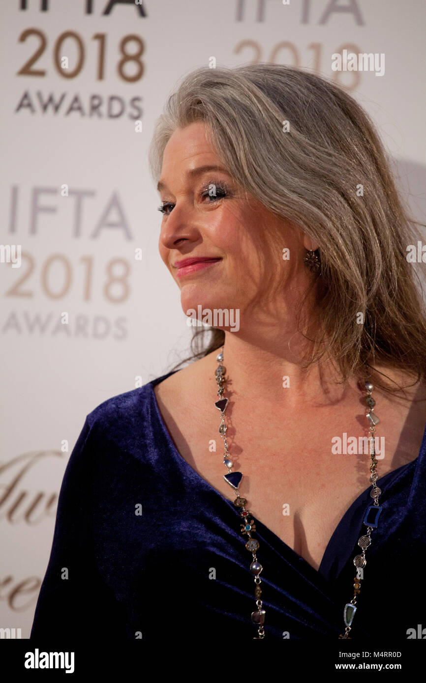 Kerry Fox à la FIAT Cinéma & Drama Awards (l'Irish Film & Television Academy) à la Mansion House à Dublin, Irlande, le jeudi 15 février 2018. Banque D'Images