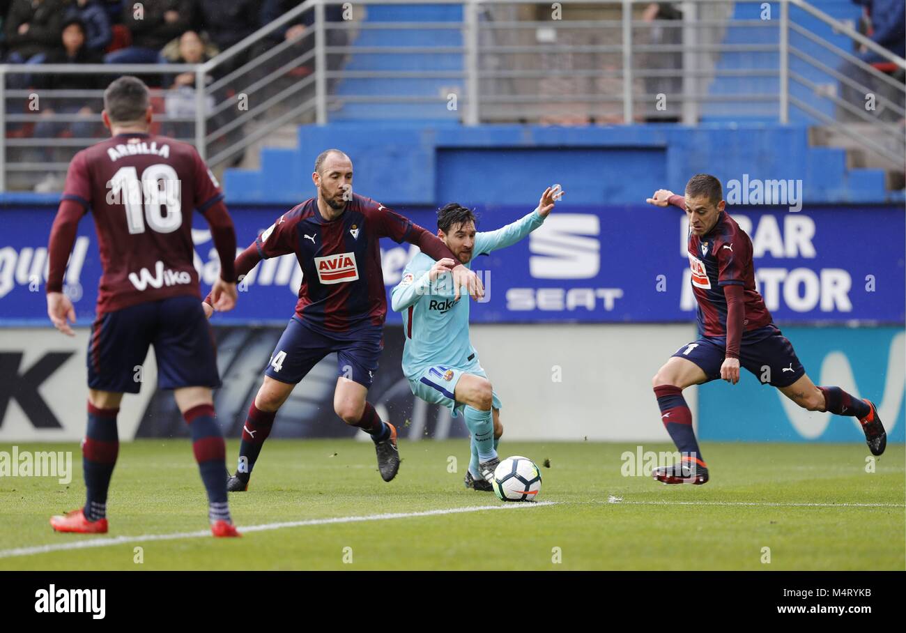 Lionel Andrés Messi du FC Barcelone durant le SD Eibar vs FC Barcelone, La Liga à Ipurua Stadium à Eibar le 17 février 2018. (© DAVID CANTIBRERA / Presse Presse Cordon Cordon) Banque D'Images