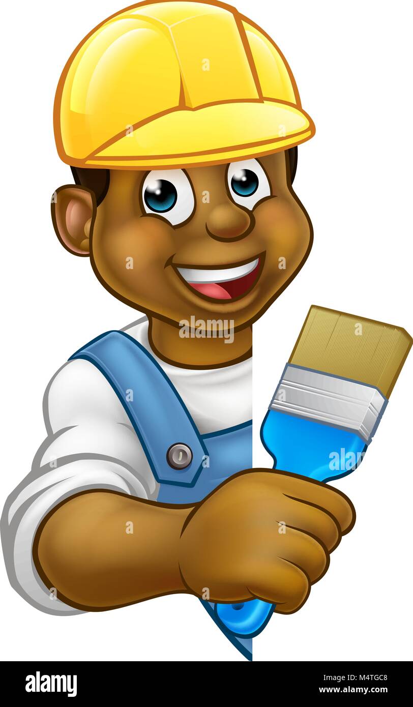 Peintre et décorateur Cartoon Man Illustration de Vecteur