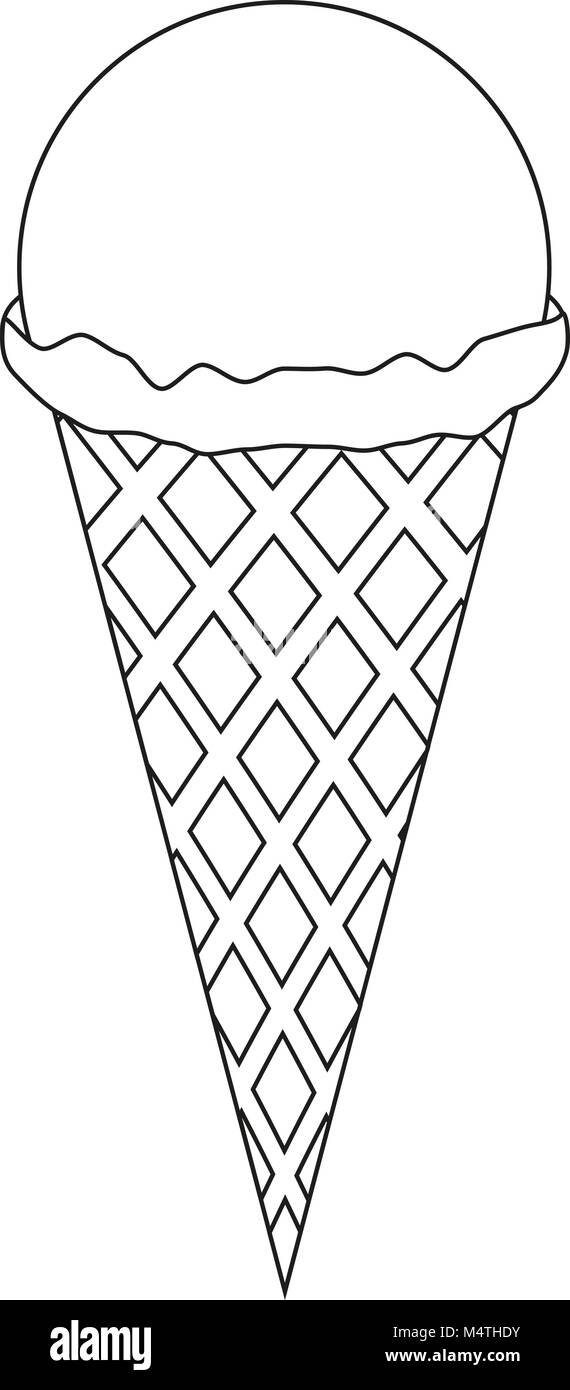 En noir et blanc l'icône de l'art de la crème glacée. Illustration de Vecteur
