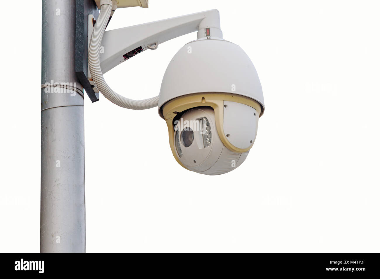 La vidéosurveillance sur fond blanc et de l'espace libre pour une partie de texte Banque D'Images