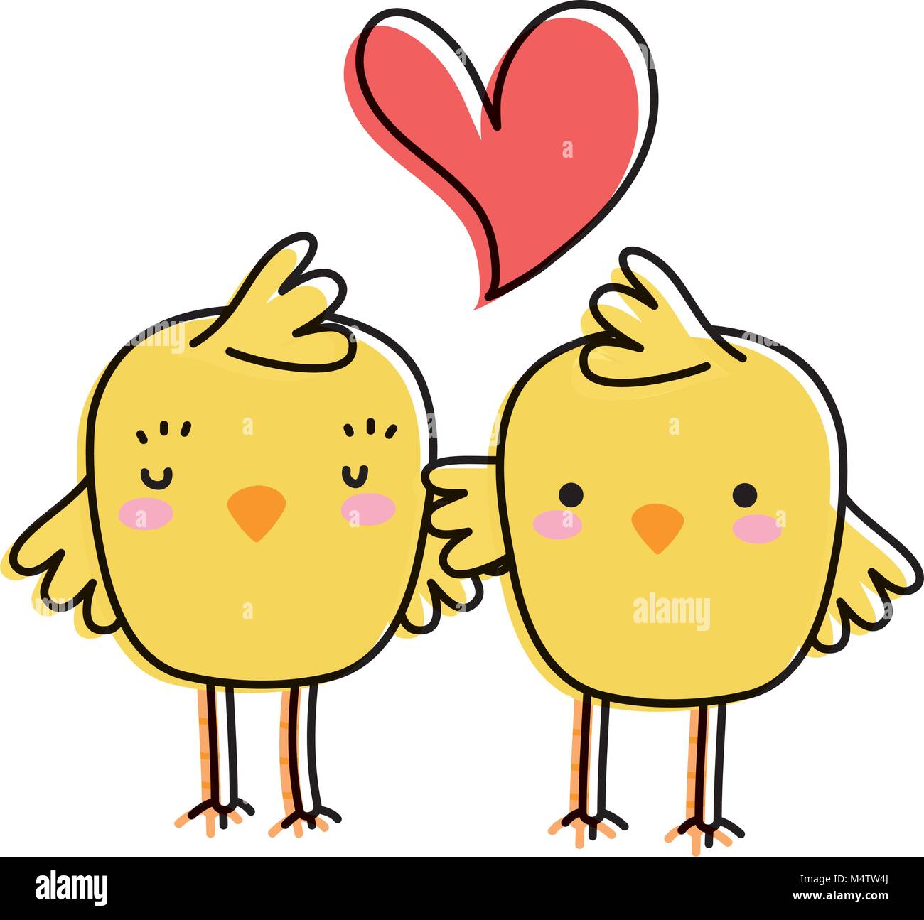 La Couleur De Ligne Poussins Couple Ensemble Et Coeur D Amour Image Vectorielle Stock Alamy La Couleur De Ligne Poussins Couple Ensemble Et Coeur D Amour Image Vectorielle Stock Alamy