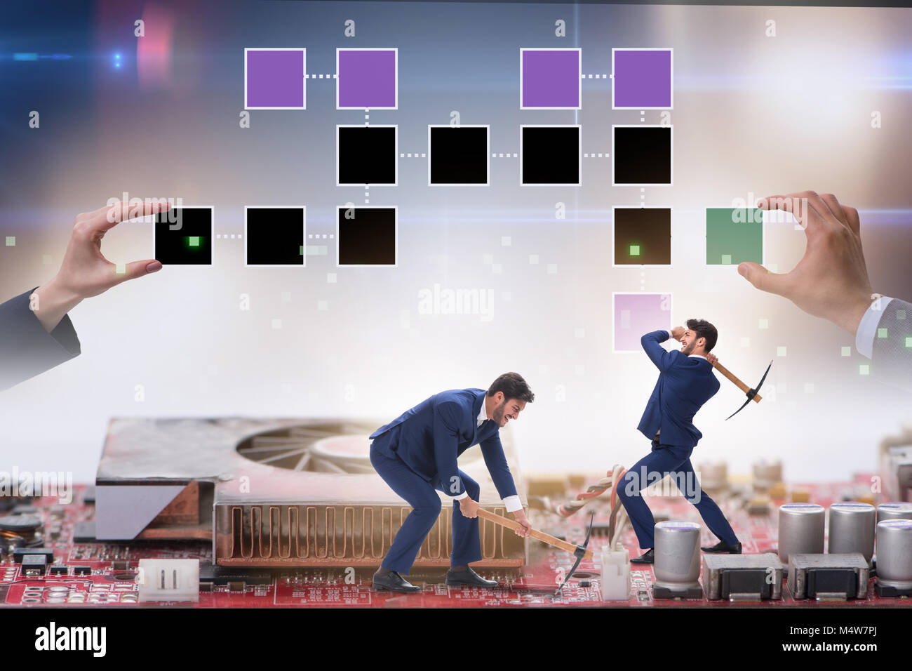 Concept Cryptocurrency avec de l'argent de l'exploitation minière d'affaires Banque D'Images
