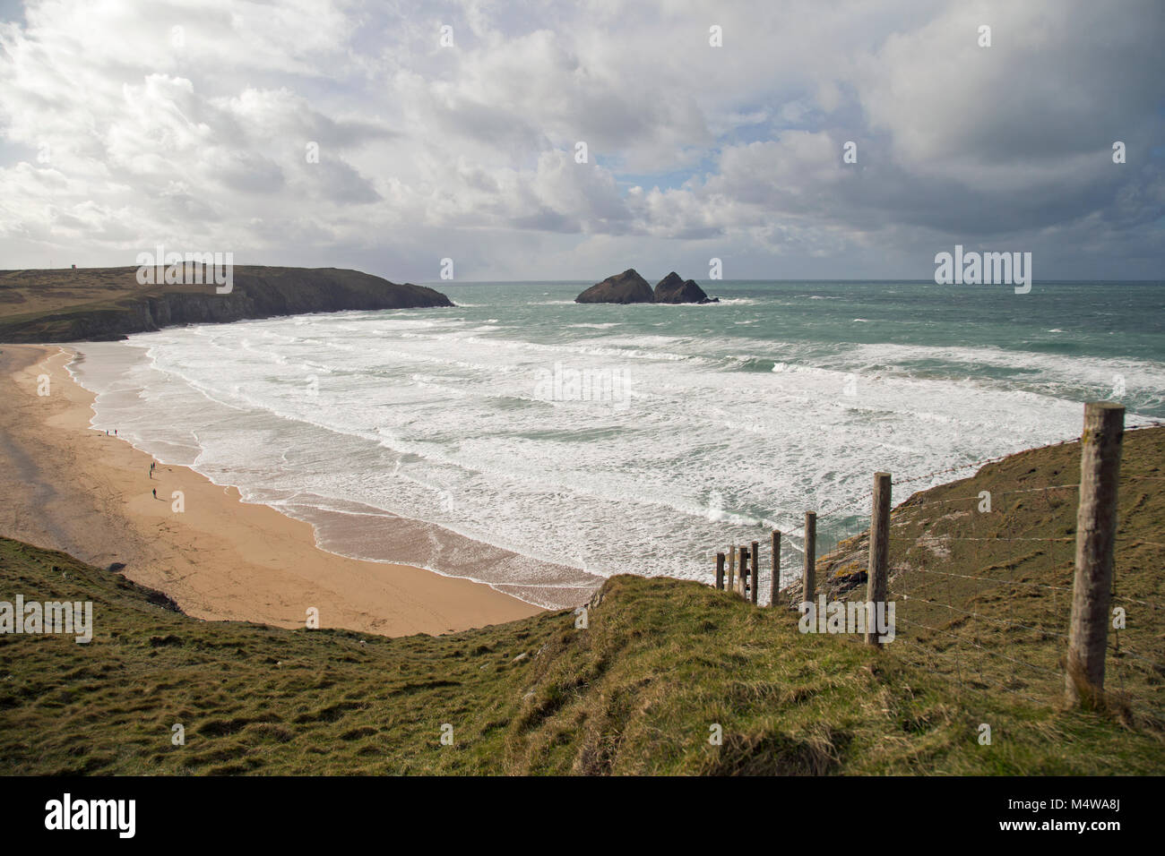 Beau paysage marin cornouaillais à St Asaph, Cornwall, Angleterre Banque D'Images