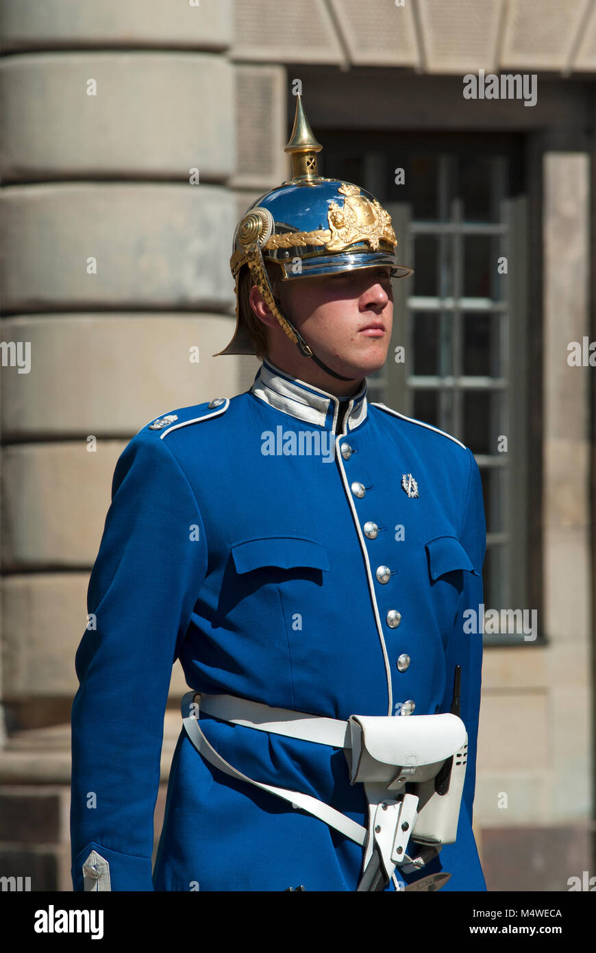 Garde royale près du Palais Royal de Stockholm, Suède Banque D'Images