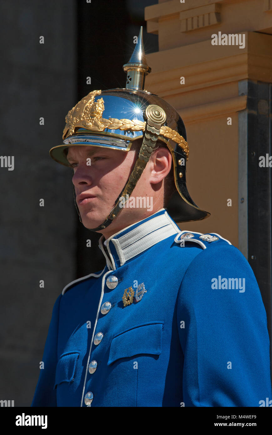 Garde royale près du Palais Royal de Stockholm, Suède Banque D'Images