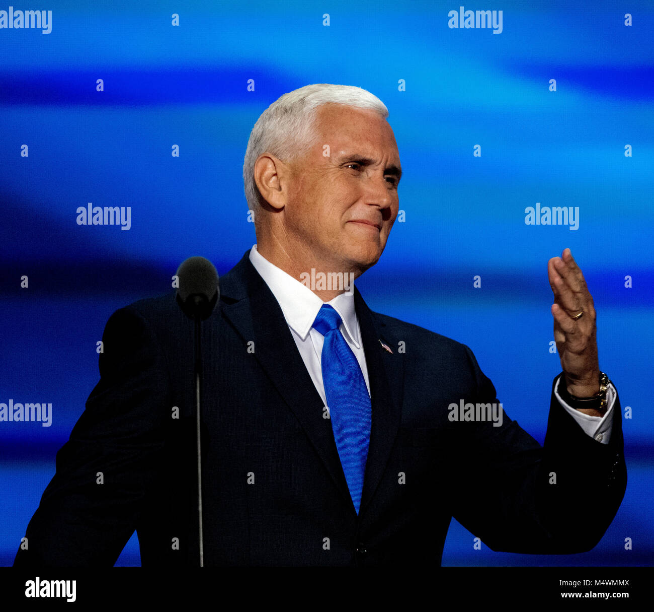 Cleveland Ohio, USA, 20 juillet 2016. Le gouverneur républicain etIce-Presidential maintenant V candidat Michael 'Mike' Pence traite de la Convention Nationale Républicaine dans l'Arène de Quicken. Banque D'Images