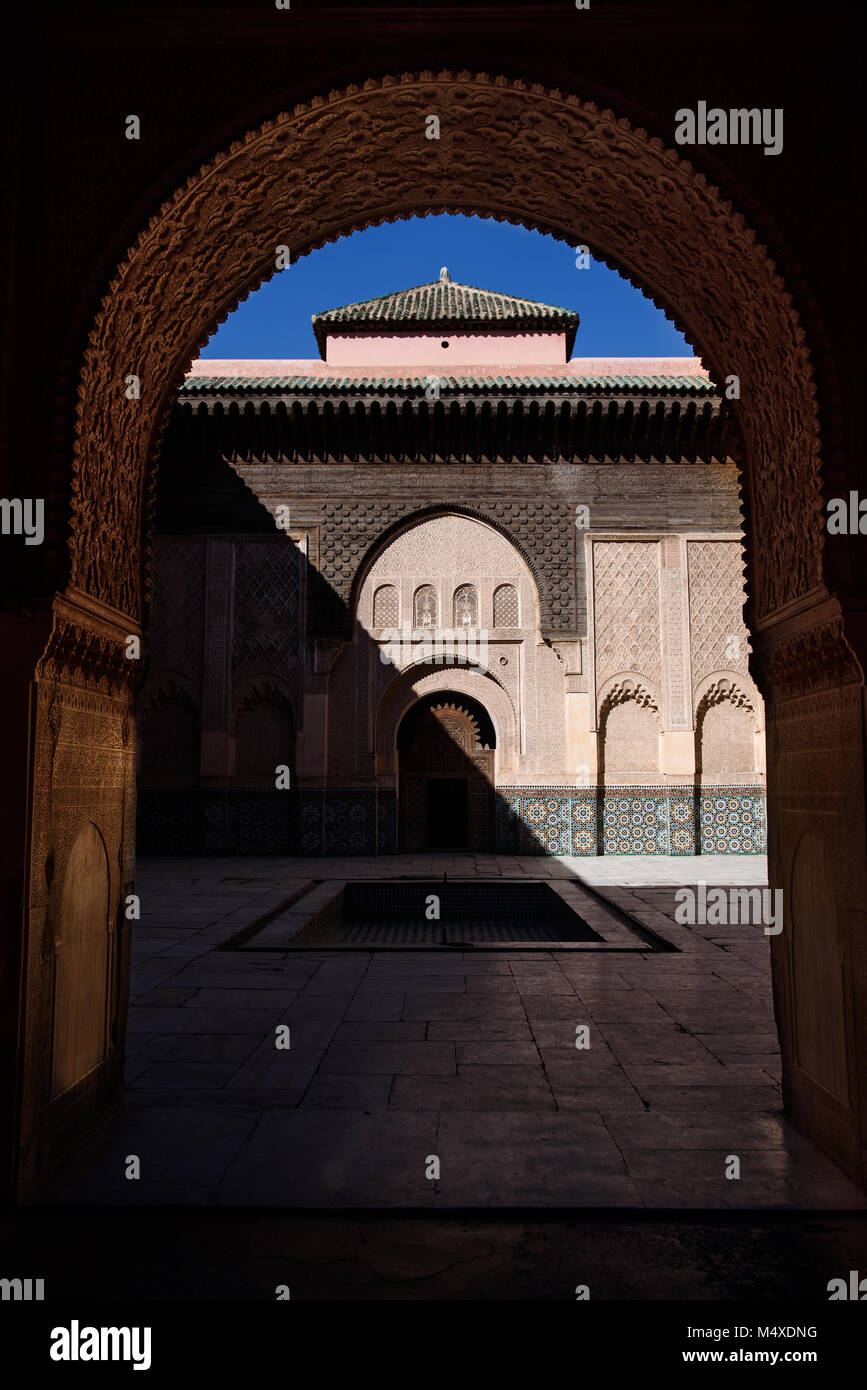 Ali Medersa Ben Youssef, Marrakech, Maroc Banque D'Images