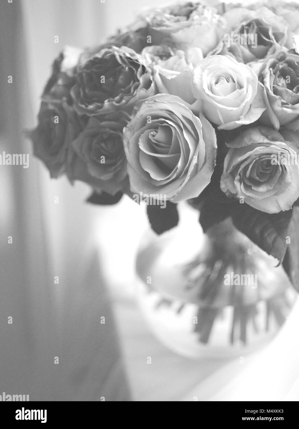La vie toujours avec un bouquet de roses délicates. Bouquet de mariée. Anniversaire Banque D'Images