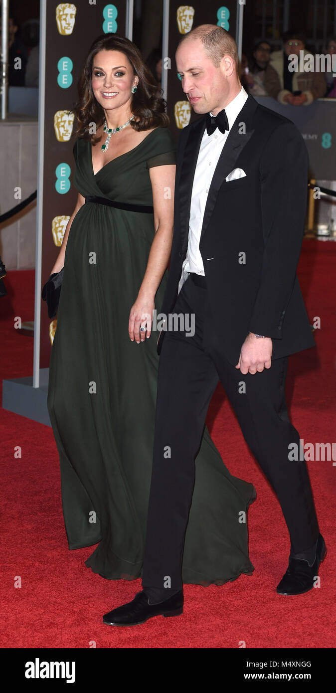 La photo doit être crédité ©Presse Alpha 079965 18/02/2018 la duchesse de Cambridge Kate Middleton et Catherine Katherine Prince William duc de Cambridge Bafta EE British Academy Film Awards 2018 au Royal Albert Hall de Londres Banque D'Images