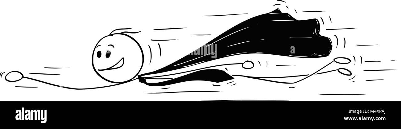 Caricature de Flying Superhero Businessman Smiling Illustration de Vecteur