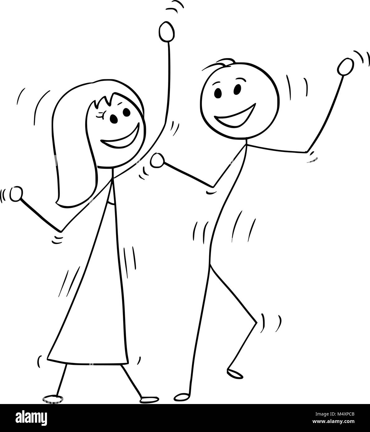 Caricature de couple de danse disco Illustration de Vecteur