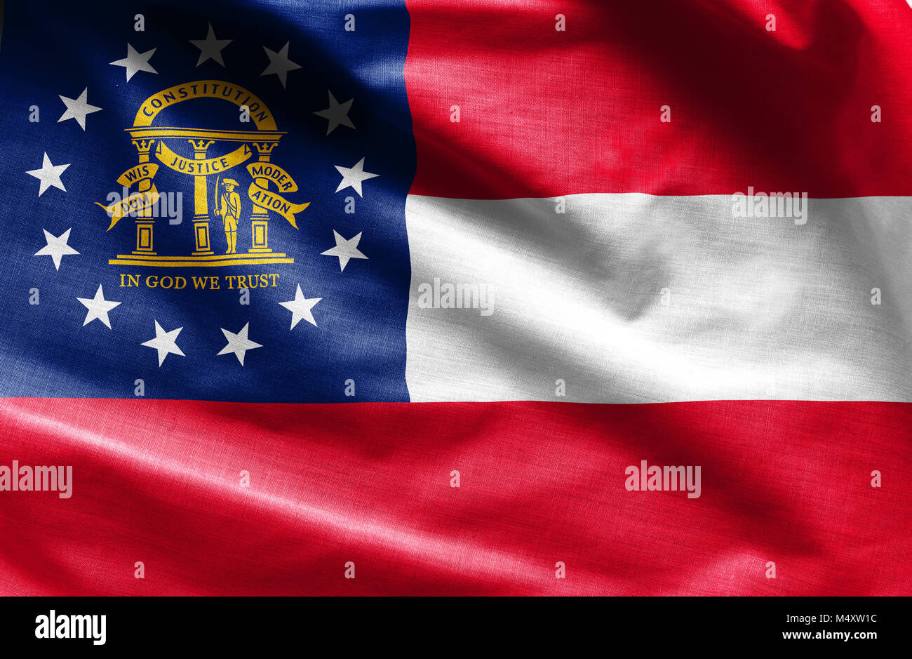 La texture de tissu Drapeau Géorgie - Drapeaux des USA Banque D'Images
