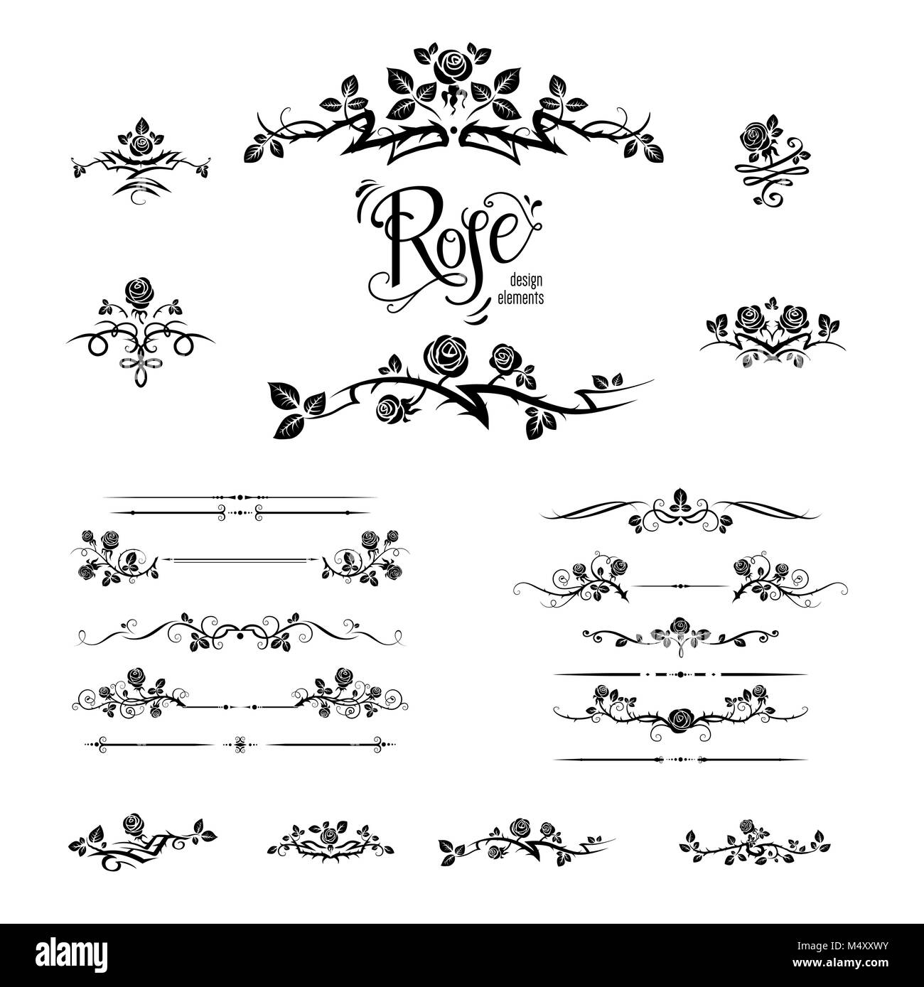 Design élégant des roses noires Illustration de Vecteur