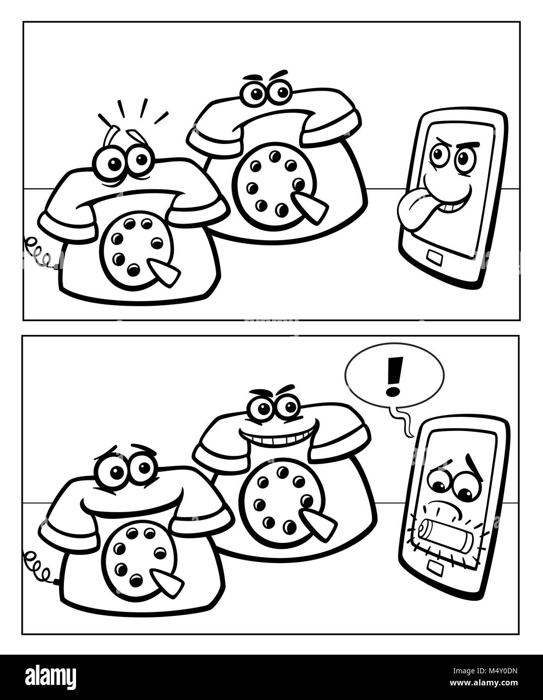 Téléphones mobiles et smart phone comics Banque D'Images