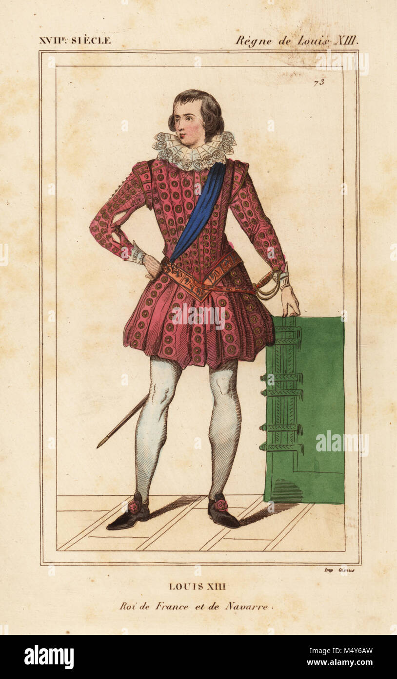 Lithographie coloriée après une impression contemporaine de Le Bibliophile Jacob aka Paul Lacroix Costumes historiques de la France ( Costumes